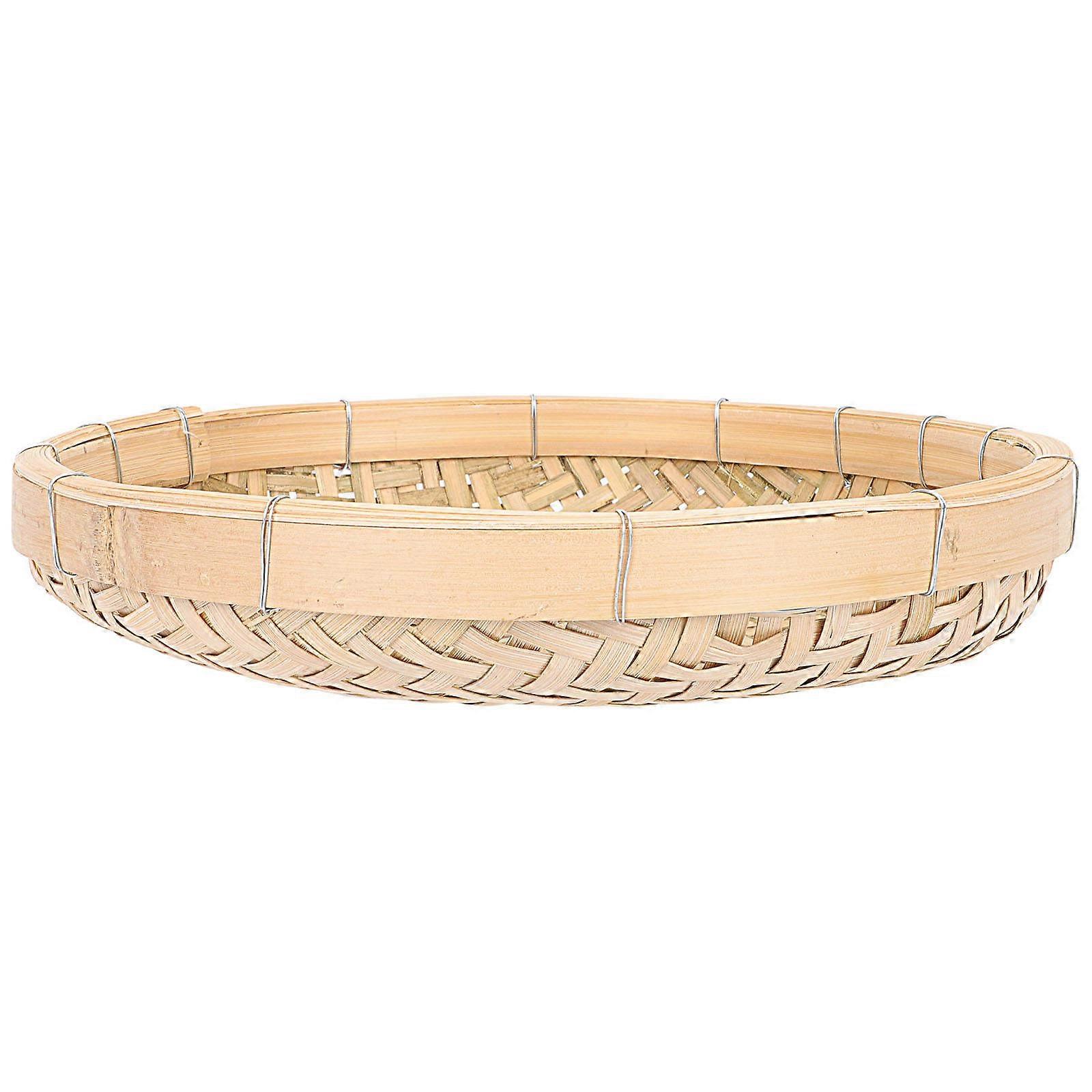 Bamboo Weaving Storage Basket, Multi Purpose Food Draining Sieve for Home Use, Decorative Basket for Dried Fruits and Sundries, Versatile Design