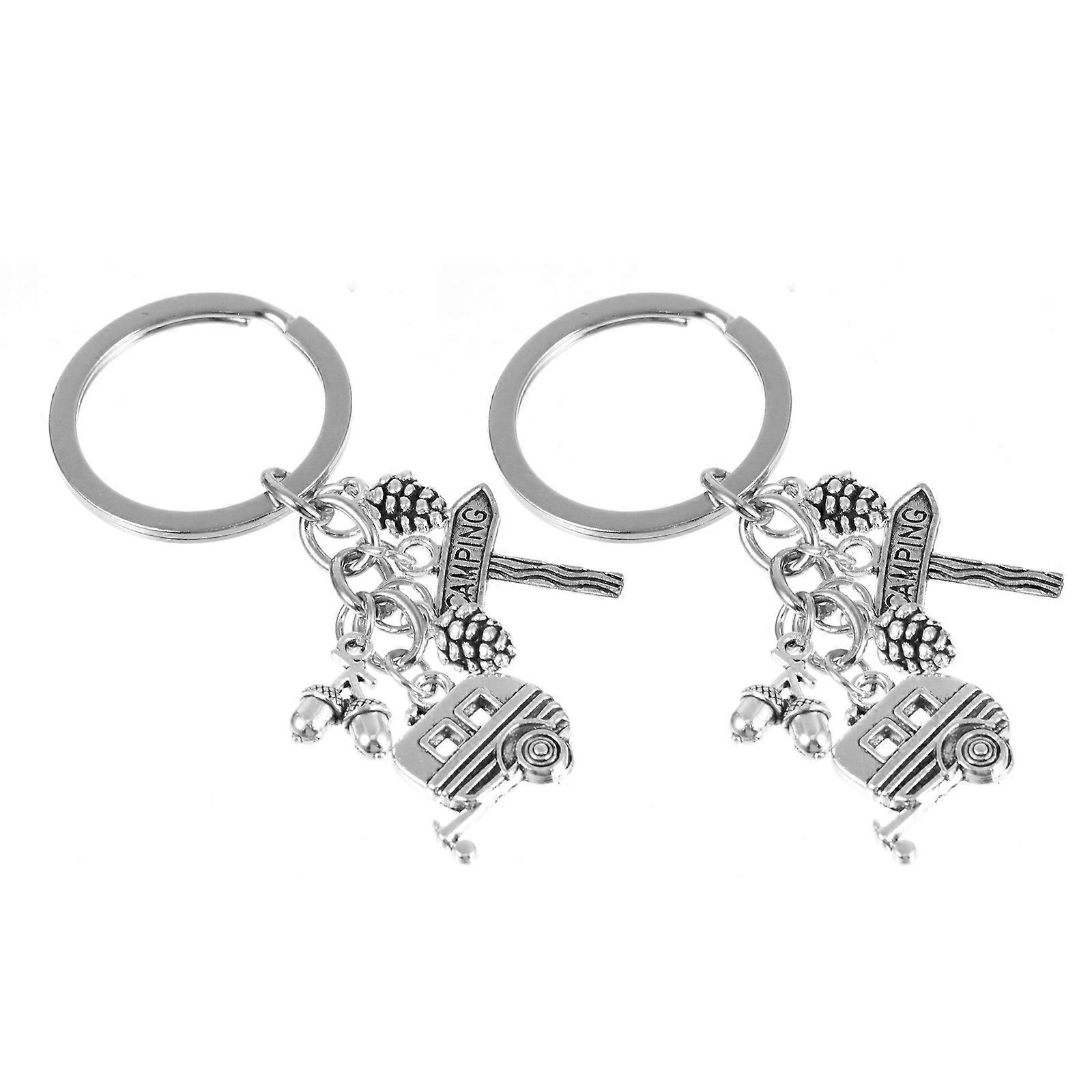 Here's a refined and professional product description for your keychain:
**2PCS Lightweight Camping Keychains – Stylish Outdoor Key Rings for