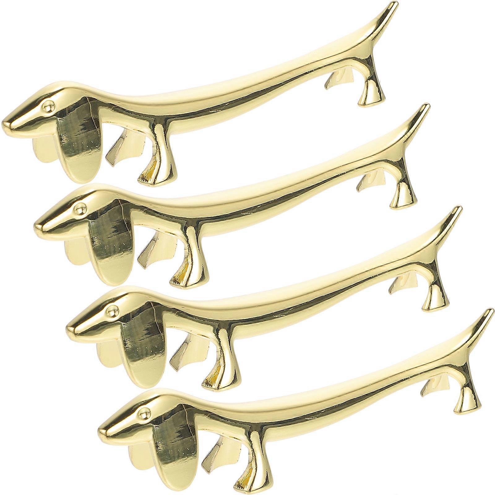 Cute Chopstick Stand Golden Color Cartoon Dog Design Dining Table Decor Multi Functional Chopstick Rest 4Pcs