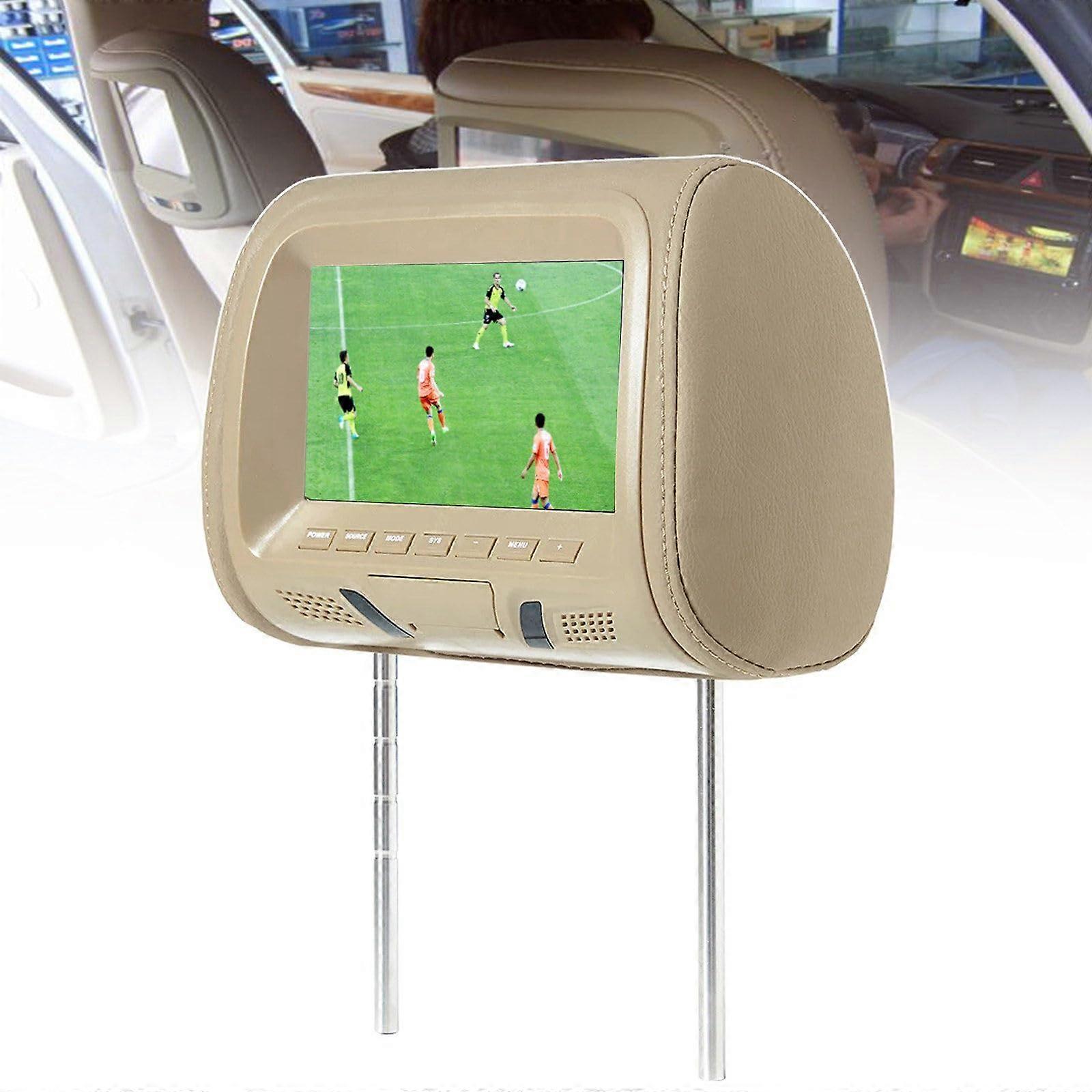 Car Headrest Monitor, 7 Inch TFT LED Screen, Multimedia MP5 Player, Cushion Support, USB/SD Input, FM/Speaker/Camera, with Remote Control, Brown
