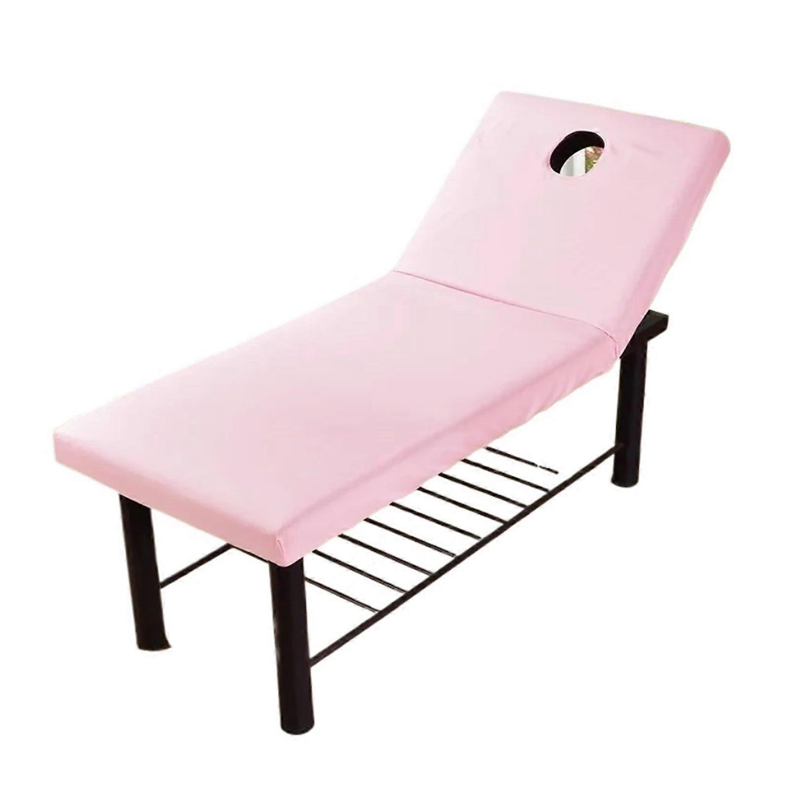 Massage table cover rubber spa bed sheet with hole, skinfriendly, elastic (Pink) 190x70cm