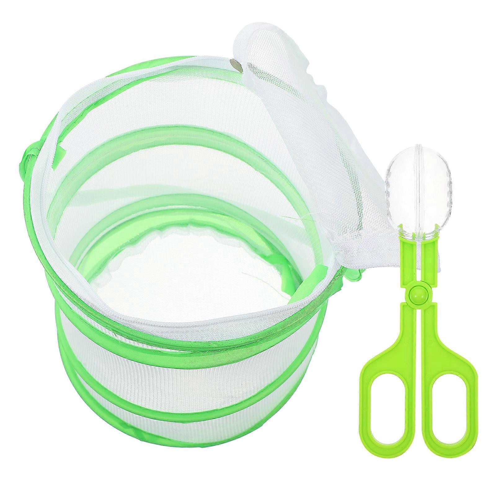 Butterfly Cage Insect Habitat Portable Observation Tool Light Green 16x16x16cm Semi Transparent Shell Design 1 Set