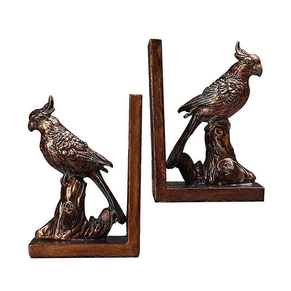 Book Organization Timber Material Parrot Shaped Bookend For Library 1 Pair