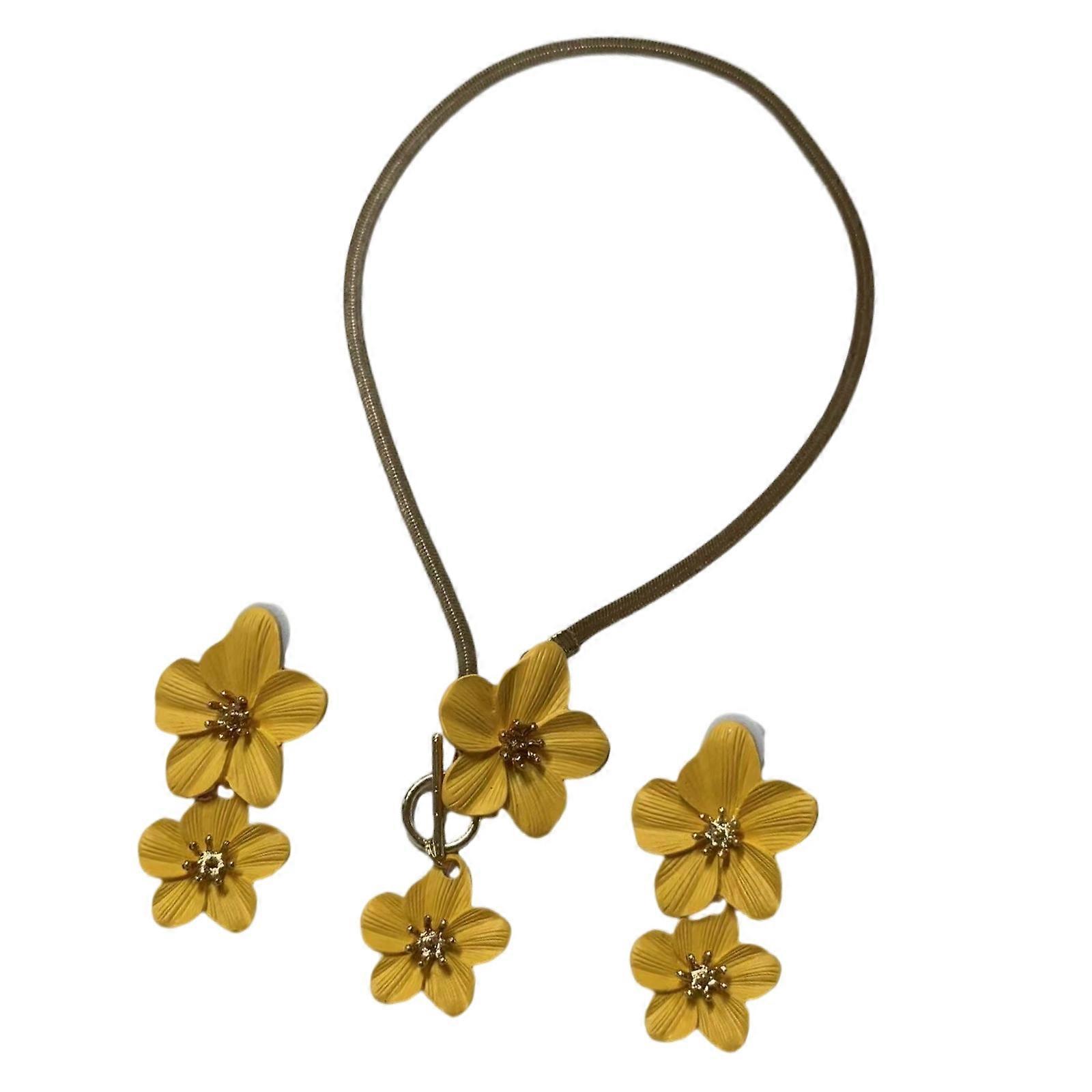 Módní květinová sada šperků pro ni, všestranné jarní a letní doplňky, pohodlný design, řetízek na krk, vícebarevný