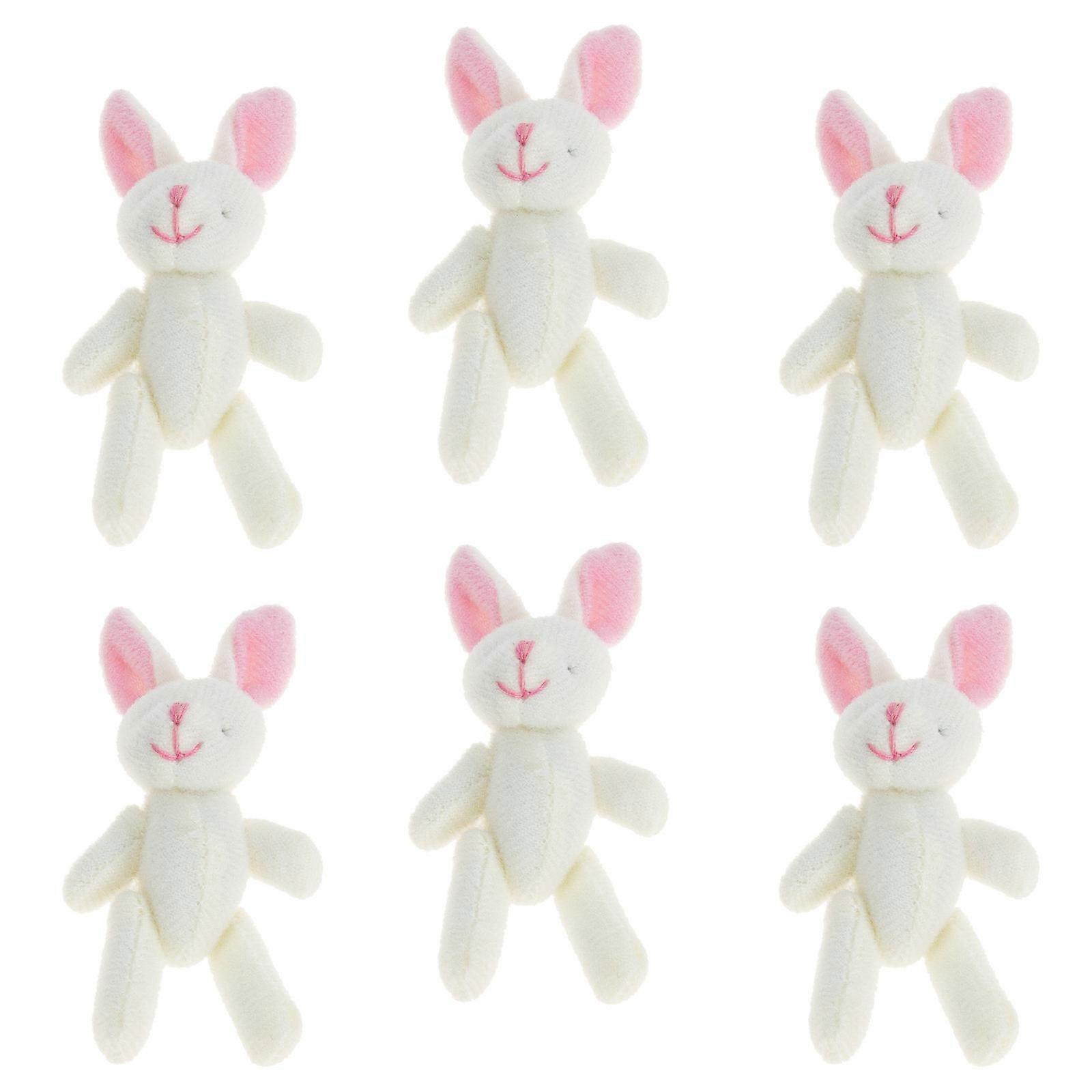 Rabbit Stuffed Animal Plush Dolls Cartoon Rabbit Shape Bag Hanging Pendants 6Pcs