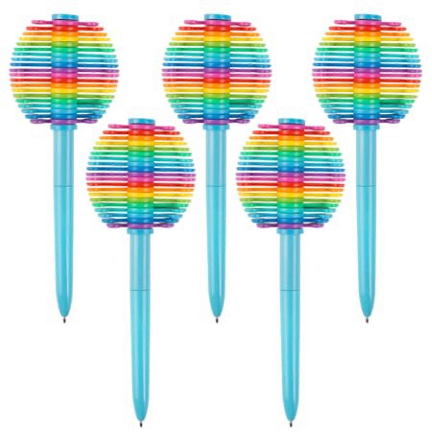 5 Pcs Rainbow Fidget Ballpoint Pens, Decompression Multifunction Writing Tools, Colorful Desk Toys for Office, Novelty Gifts for Kids, Children & Stud