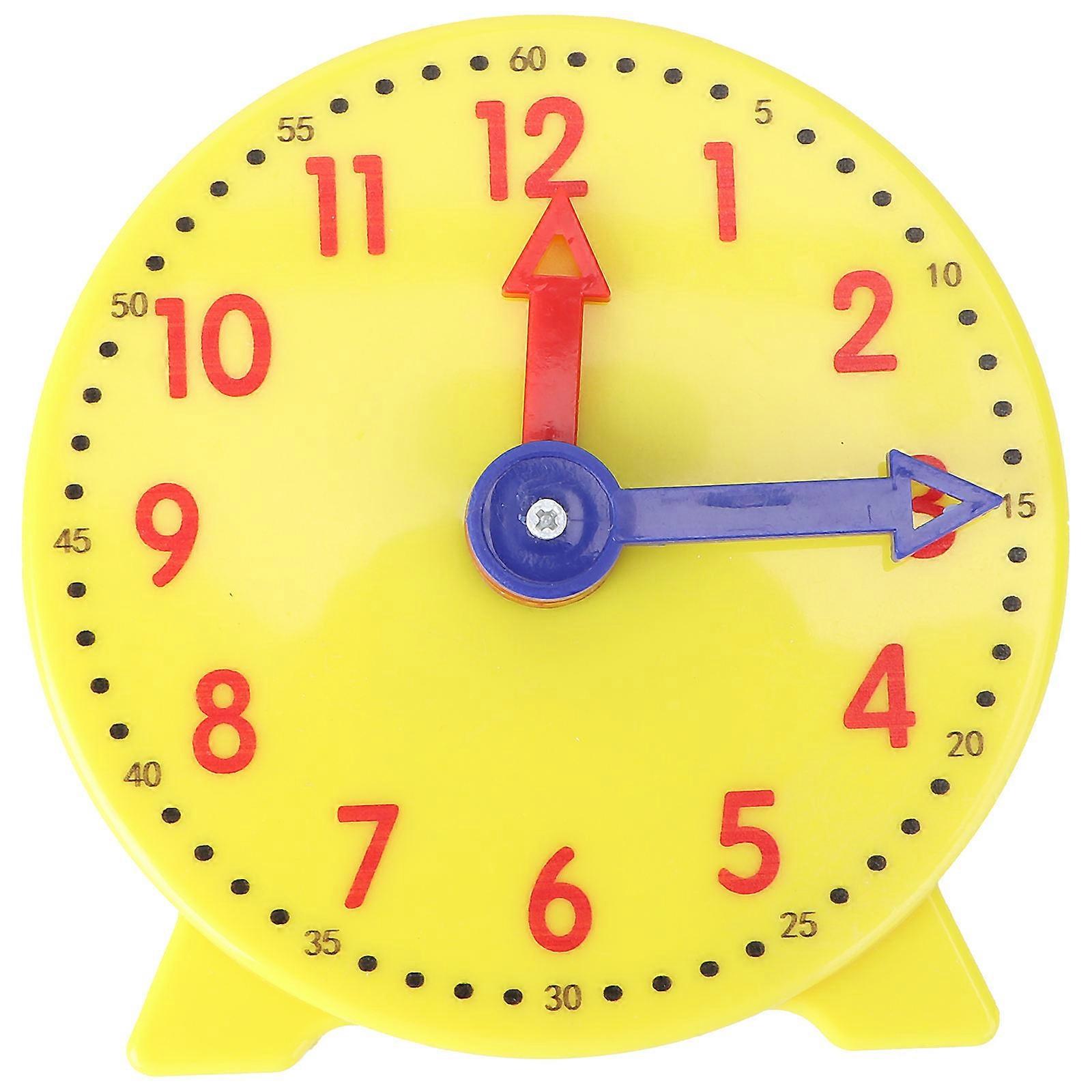 Yellow Plastic Round Clock for Teaching Use 2 Pin Linkage Model Develops Kids Spatial Thinking