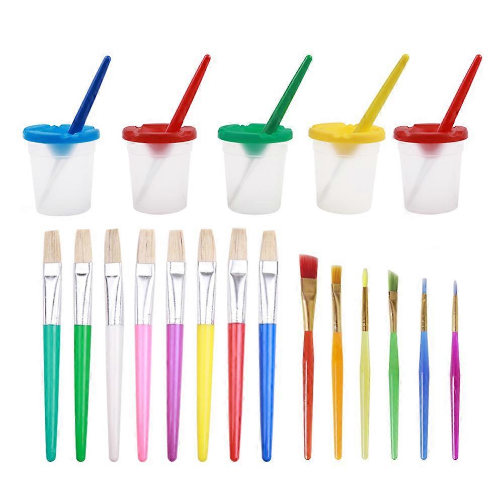 Assorted Color Painting Brush Set for Kids with Durable Plastic Nylon Bristles 19 Pieces Perfect for Art Crafts