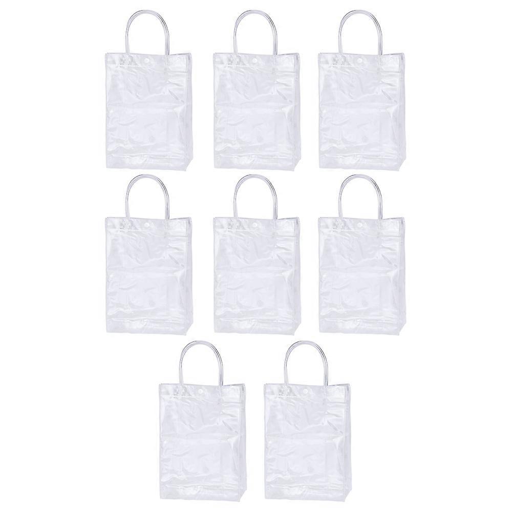 Clear Reusable Bags Practical Tote Bag Waterproof Grocery Storage Portable Handle Design 8Pcs