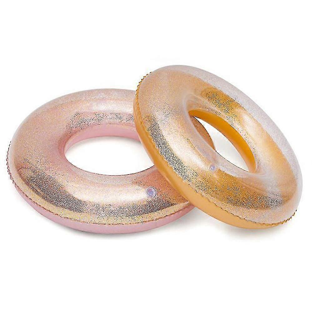 Shimmery Inflatable Swimming Ring - 90cm PVC Float with Sequins for Poolside Glamour