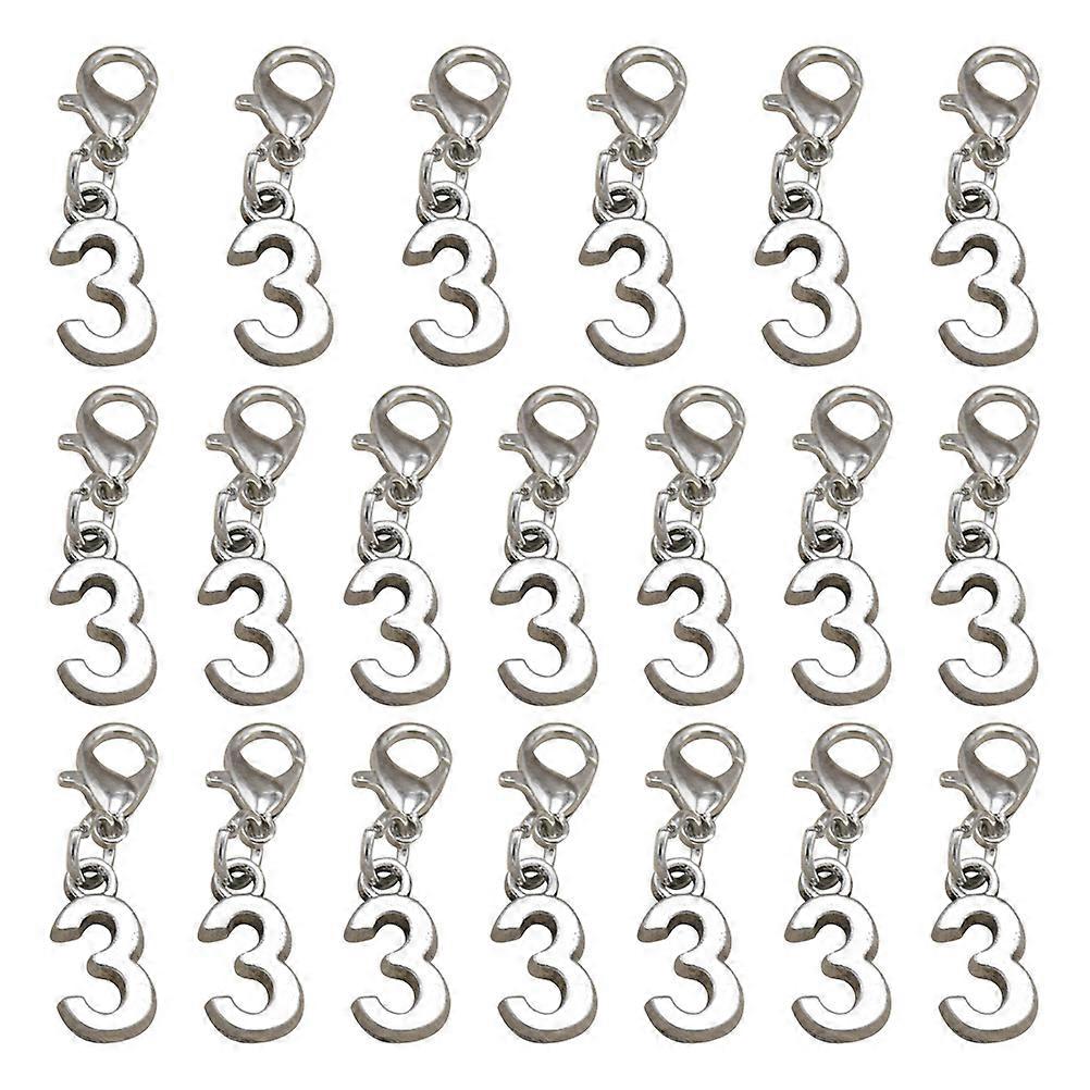 20PCS Alloy Charm Pendants with Lobster Clasp   Arabic Numeral Dangle Charms for DIY Earrings, Bracelets, and Keychains