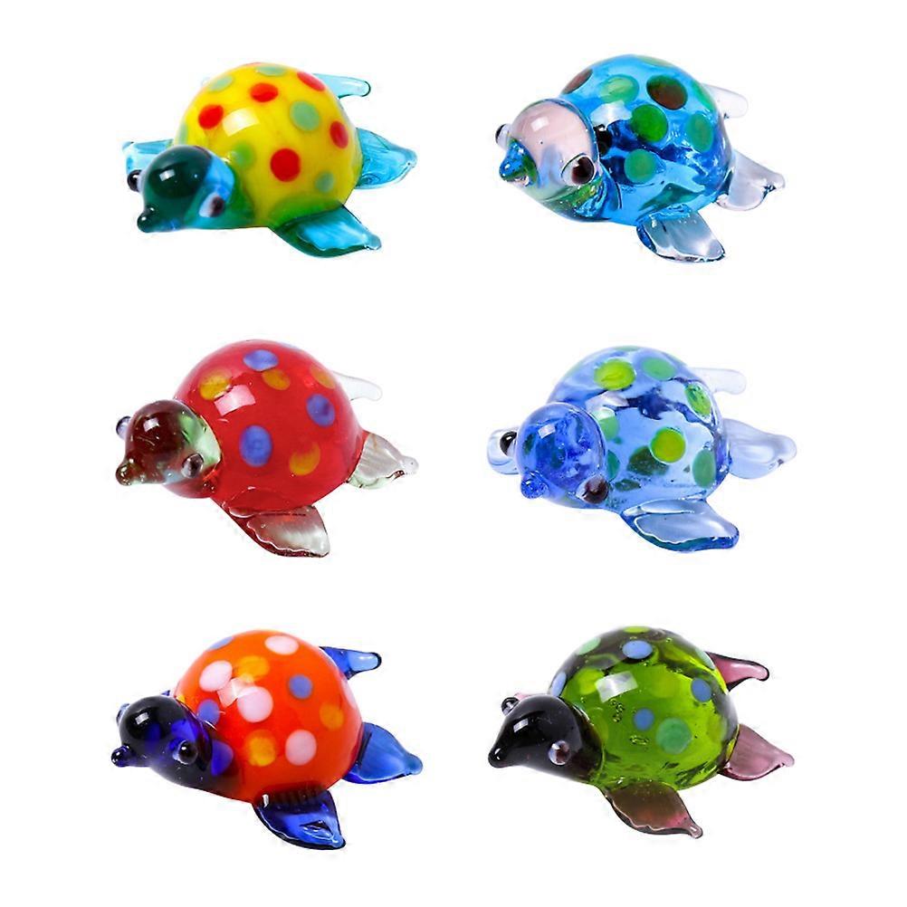 Glass Turtle Ornaments Desktop Adornment Assorted Color 2.8x2.2cm Color Recognition 6Pcs