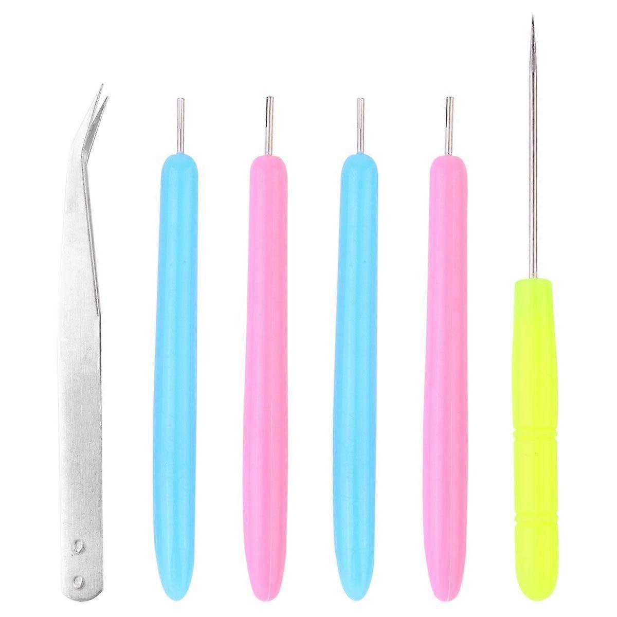 6pcs DIY Paper Quilling Kit Rolling Pens with Piercer and Tweezer