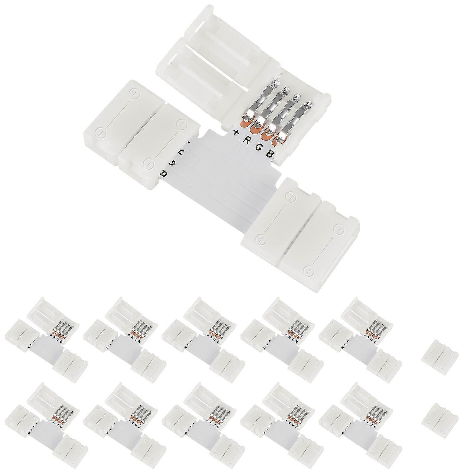 T Shape 4-Pin LED Connectors 10Pcs White for Light Strip Use Fireproof Safety
