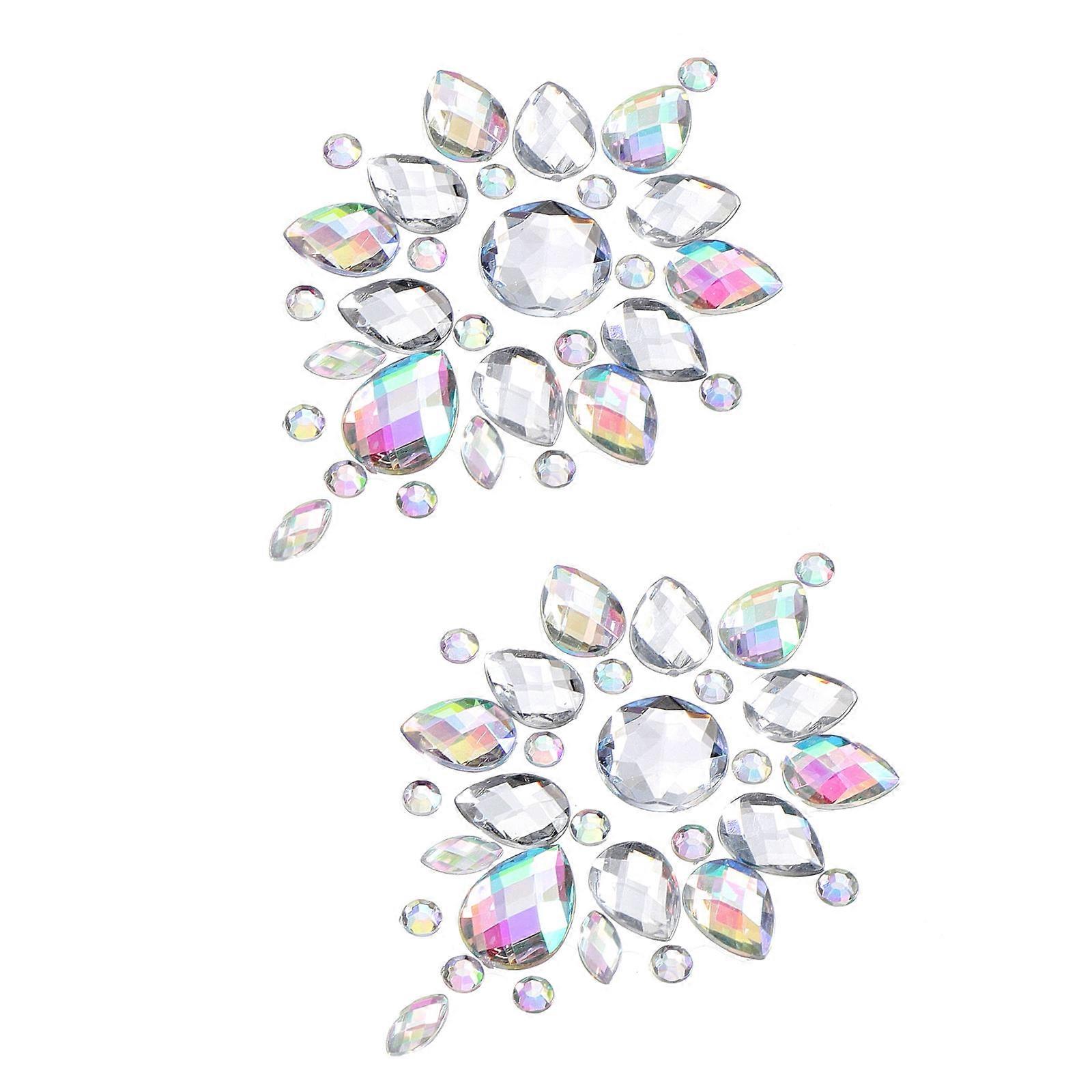 Face Jewelry Face Gems Jewels Rhinestone Stickers 15x11cm Transparent Skin Adhesion 1Pack