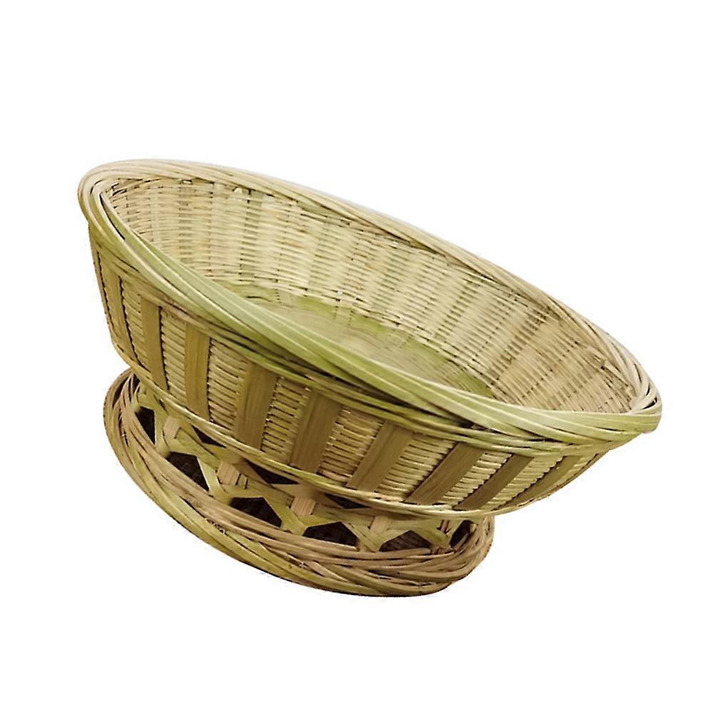 Khaki Woven Basket for Storage Made of Bamboo Strong and Lightweight with Handheld Sides 3 Tier Fruit Basket for Counter