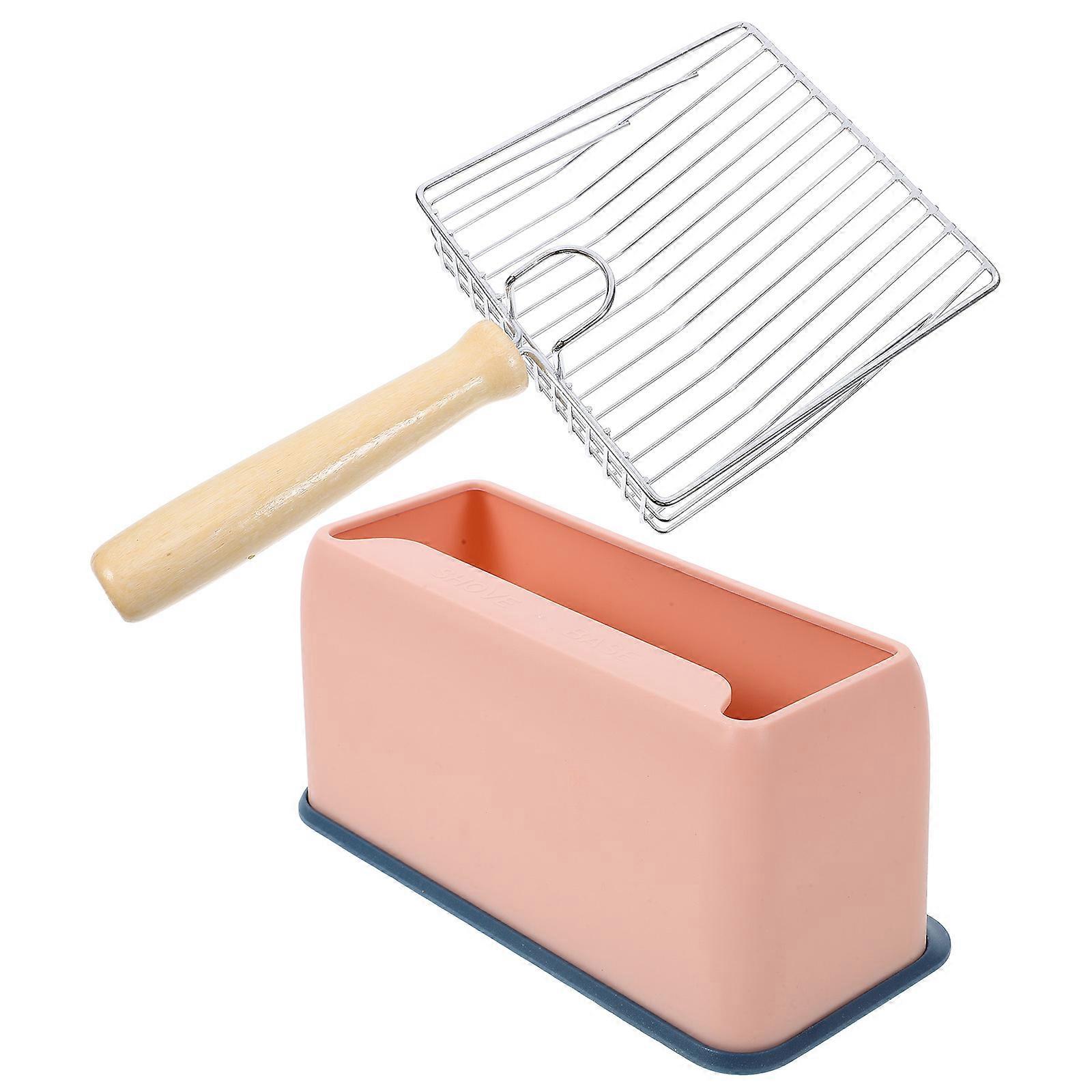 Stainless Steel Cat Litter Scoop with Fine Filter and Comfortable Grip for Home Use Pink