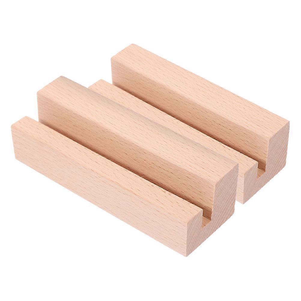 Wooden Photo Card Stand for Display Light Brown Versatile Desk Organizer with Smooth Finish and Sturdy Design 2pcs