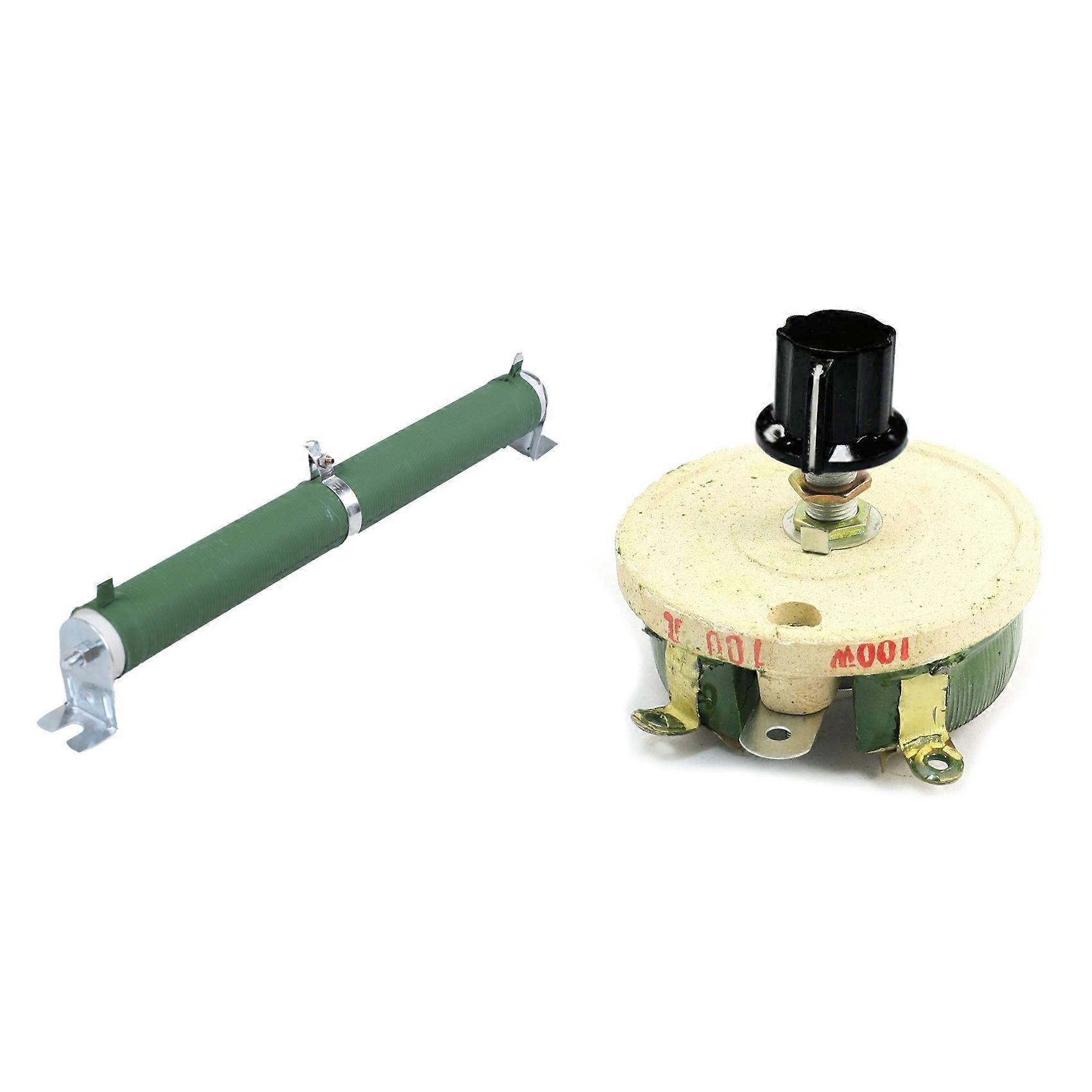 2PCS 200W Watt Tube Adjustable Rheostat Resistor with 100W Wirewound Potentiometer Rotary Resistor R