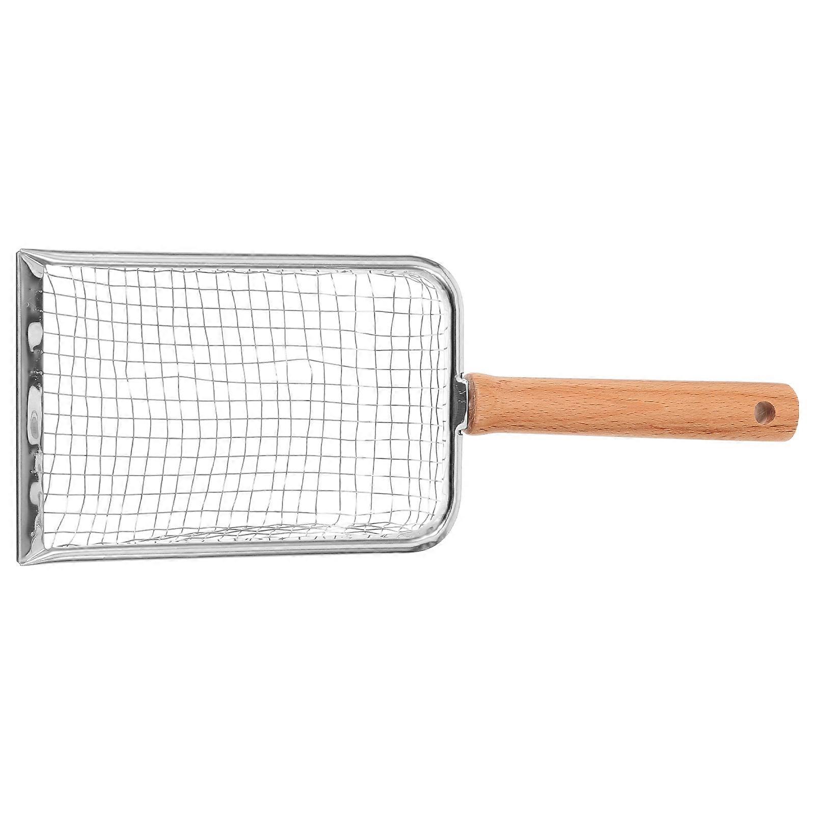 Stainless Steel Metal Cat Litter Scoop Fine Mesh Sifter with Wood Handle 1 Set