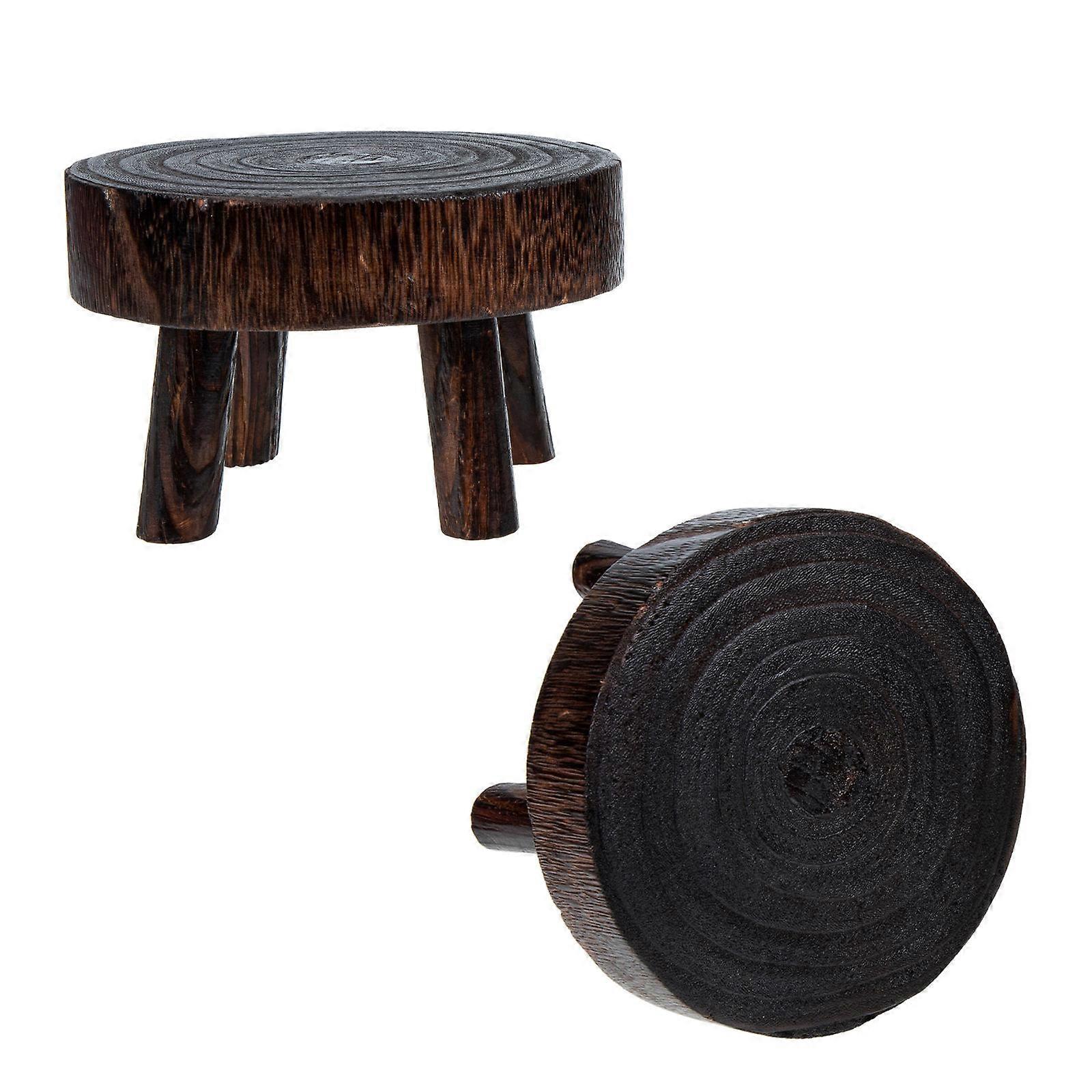 2pcs Stable Wooden Plant Stand Flower Pot Base Holder for Garden Flower Display Stool