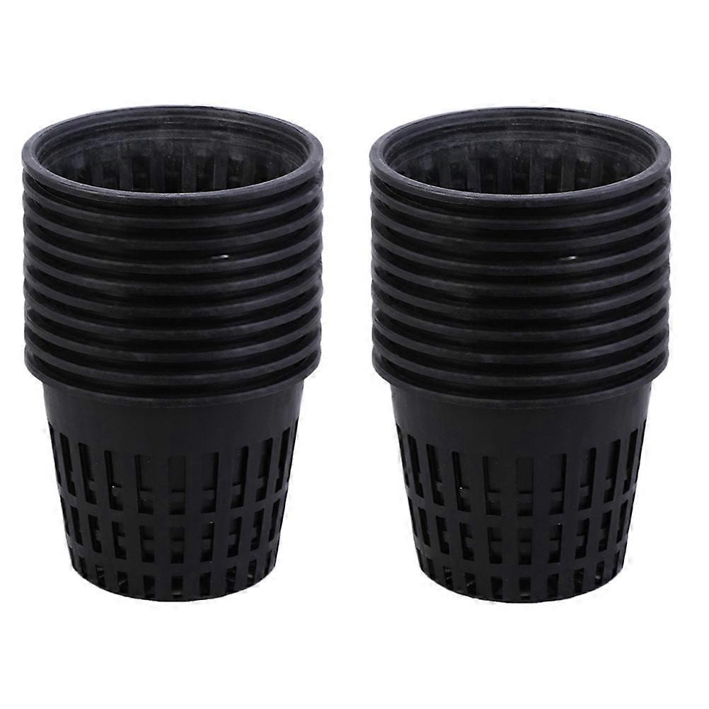 40pcs Hydroponic Net Cups Black Plastic Mesh Pots for Soilless Gardening Efficient Planters for Vegetables Flowers