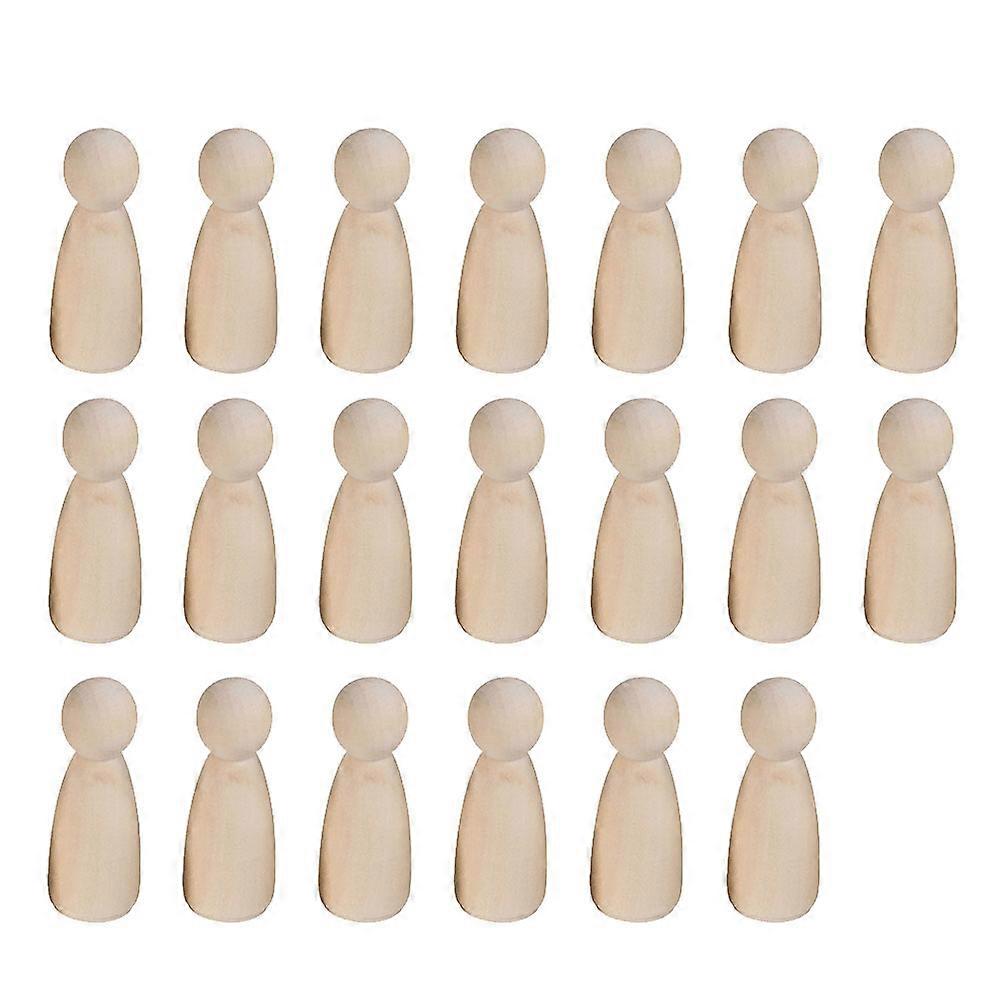 Small People Figures For Kids 20Set Wooden Puppet Toys Light Yellow Girl Shape Ideal For Kids Craft And Art Enlightenment