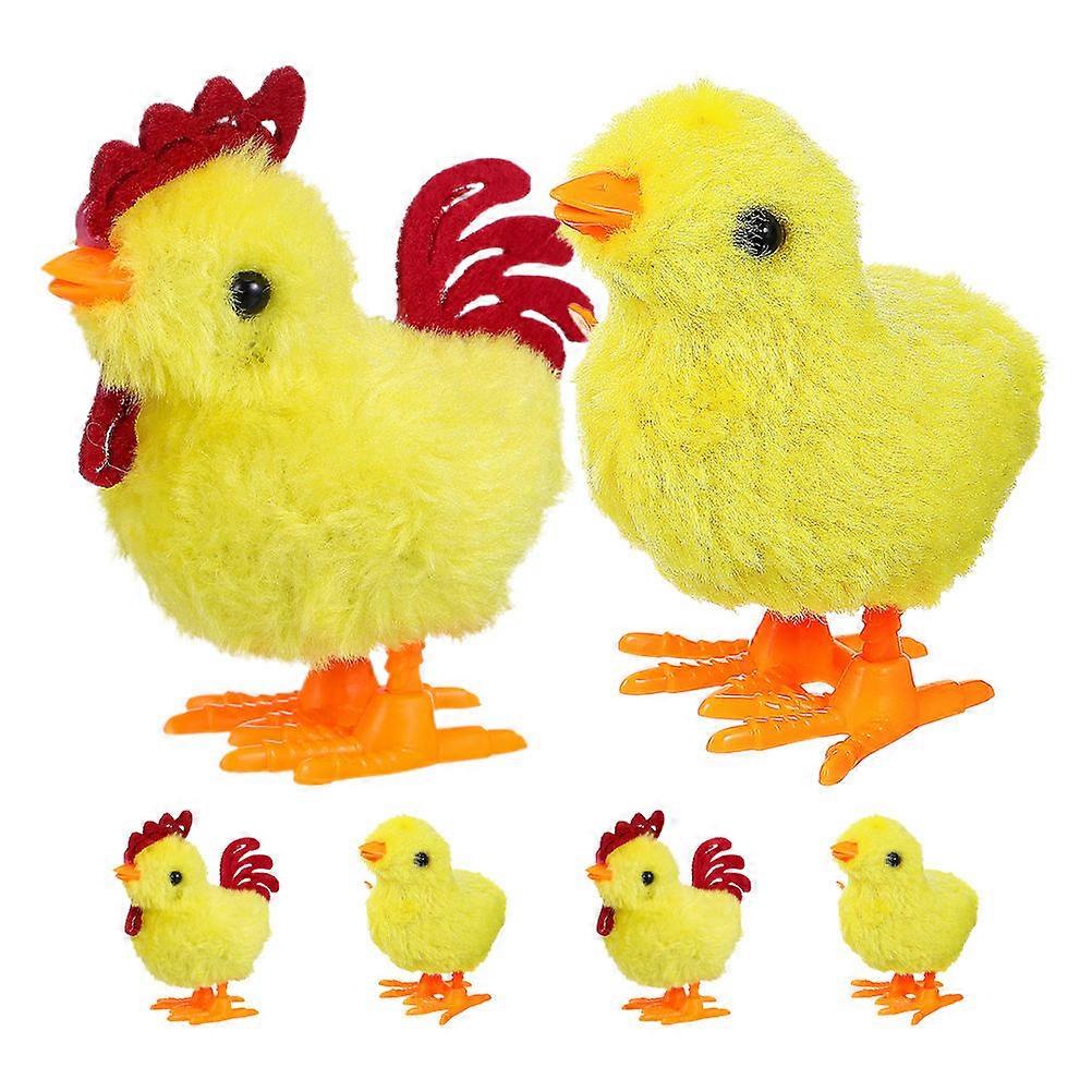 WindUp Chicken Toys with Realistic Texture and Fun Hopping Mechanism for Party Use Yellow Plush Plastic 6pcs