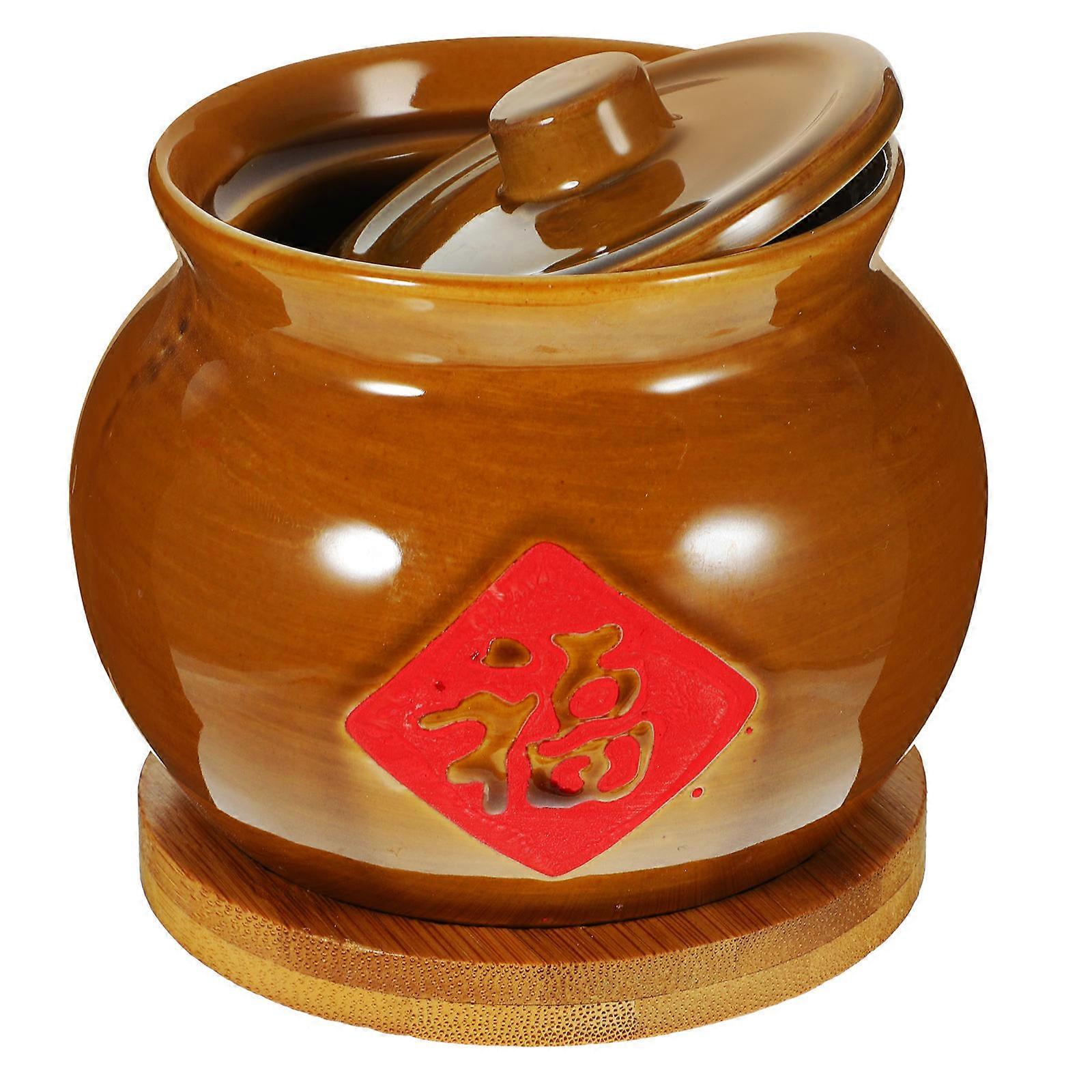 1 Set Retro Ceramic Stew Pot Practical Ceramic Stew Bowl Food Container