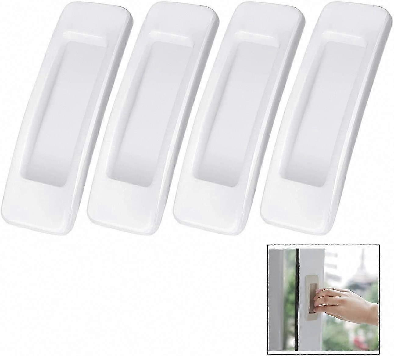 4 Pieces Adhesive Sliding Door Handle - White