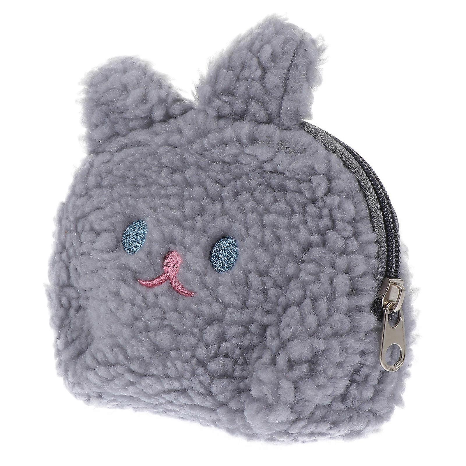 Cute Little Plush Change Bag Rabbit Shape Storage Pouch Ideal For Girls And Women Featuring Grey Color 1Pack Good For Party