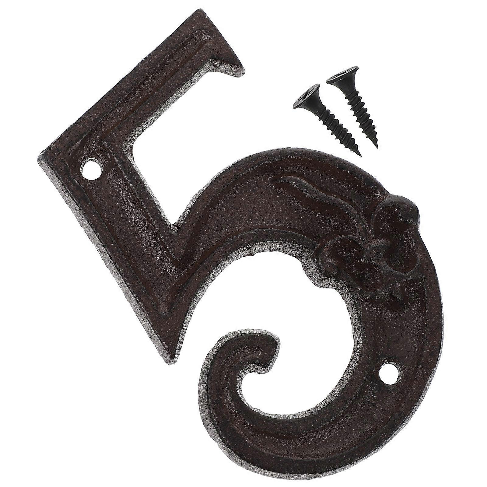 Vintage Cast Iron Door Number Sign, Retro Address Plate for Mailbox, Heavy Duty Metal Design with Unique Antique Finish for Home Decoration