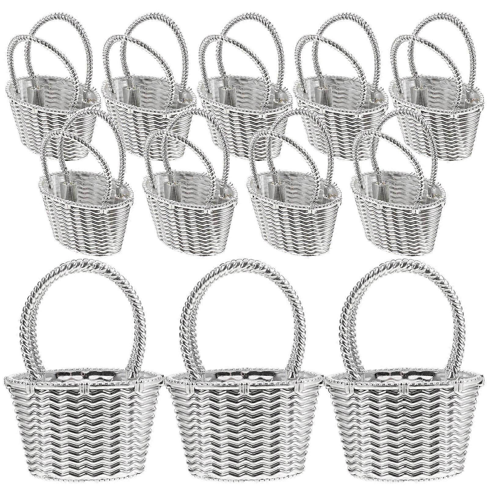 12Pcs Small Candy Baskets for Party Favors and Storage Golden Plastic Lightweight Portable