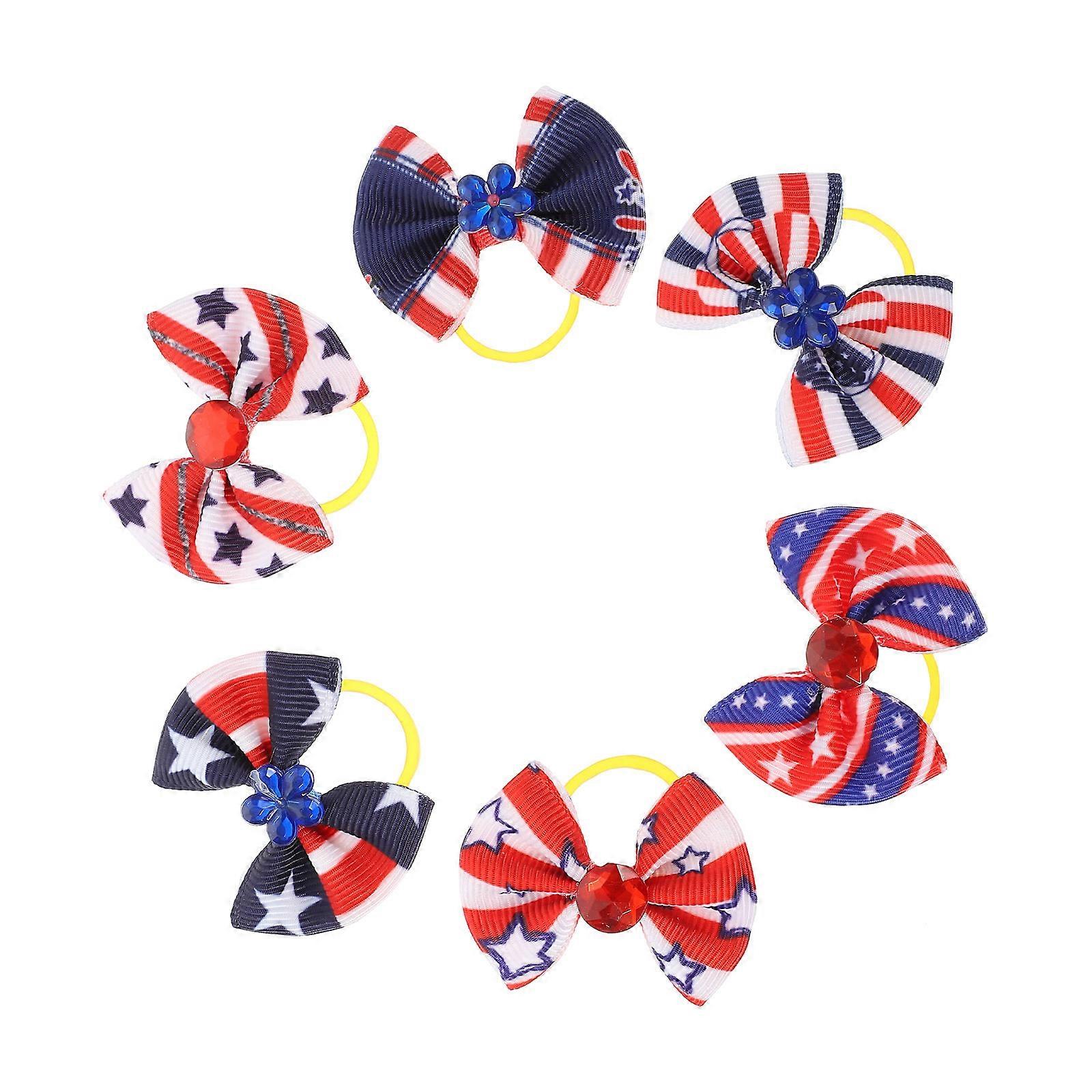 Decorative Dog Bow For Independence Day Party Suitable For Pet Owners 6Pcs