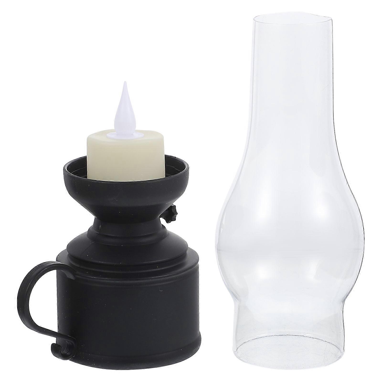 Elegant Flameless LED Kerosene Lamp with Handle, Battery Operated Decorative Lantern for Indoor Home Decor, Hallways, Basements, and Power Outages –