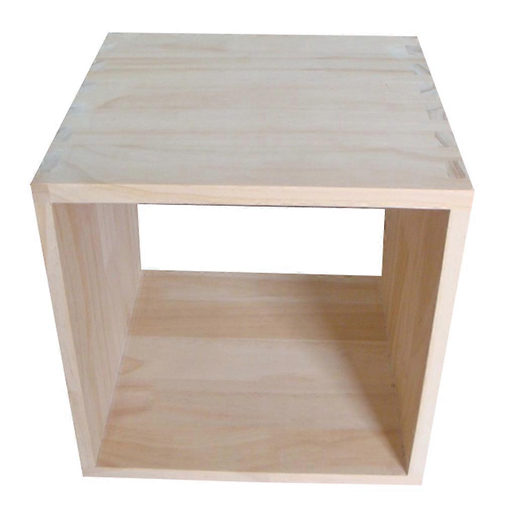 Cube Wooden Box For Craft Projects Display in Living Room Office 20X20X20CM Beige Elegant Design 1Set