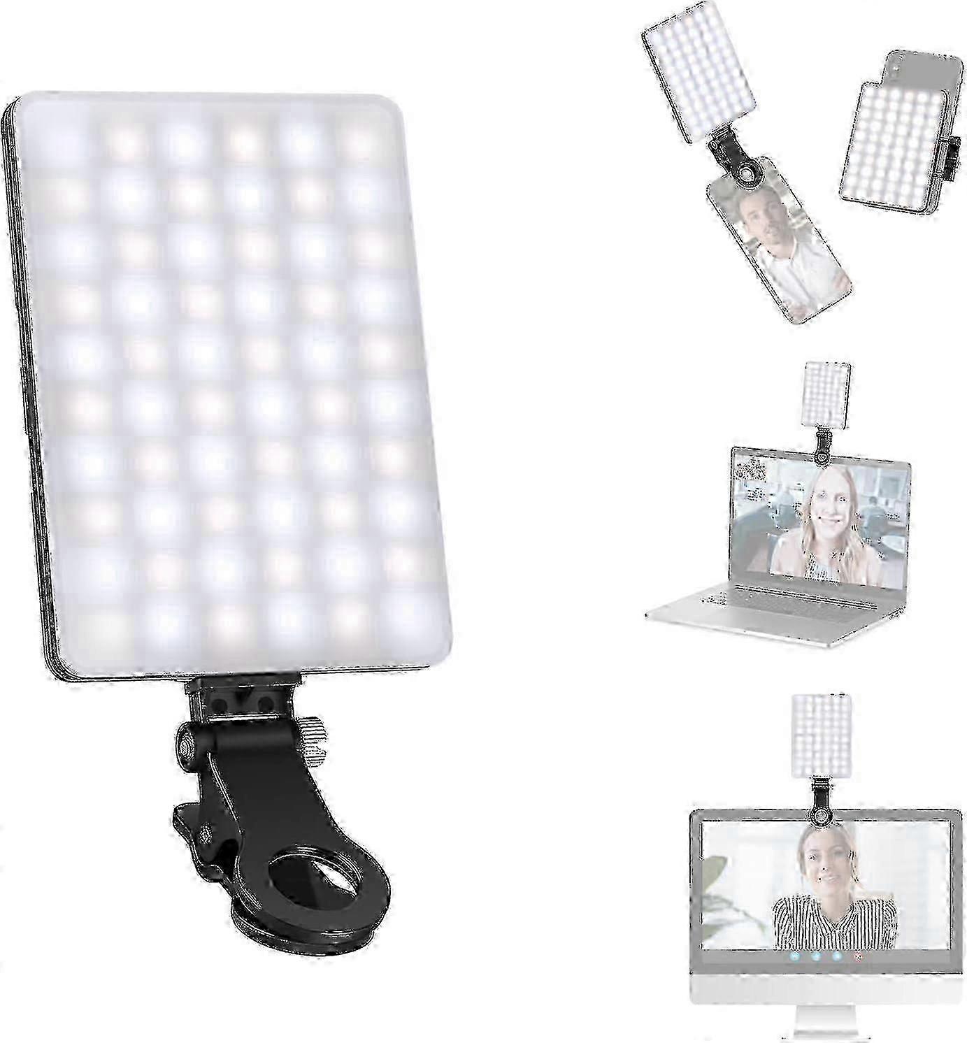 NEEWER Selfie Light with Front & Back Phone Clip, High Power 60 LED 2000mAh Rechargeable CRI 95+, 3 Light Modes, Portable Clip on SZRH A-X