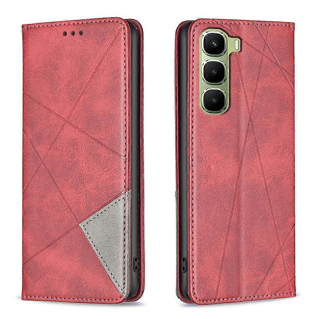 Rhombus Texture Magnetic Leather Phone Case