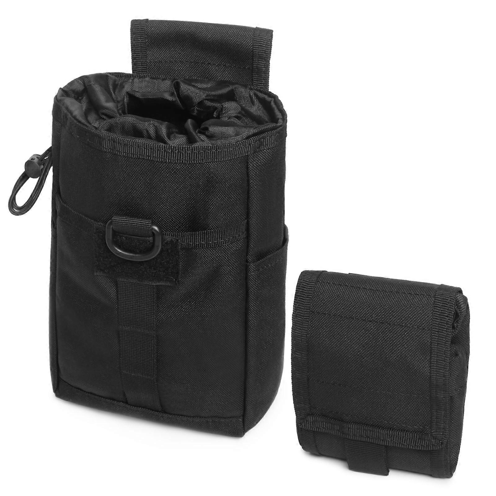 Taktik Molle Dump Kılıfı Katlanabilir İpli Dergi Kılıfı Yardımcı Askeri Bel Çantası Açık Avcılık Yürüyüş için 01 Siyah