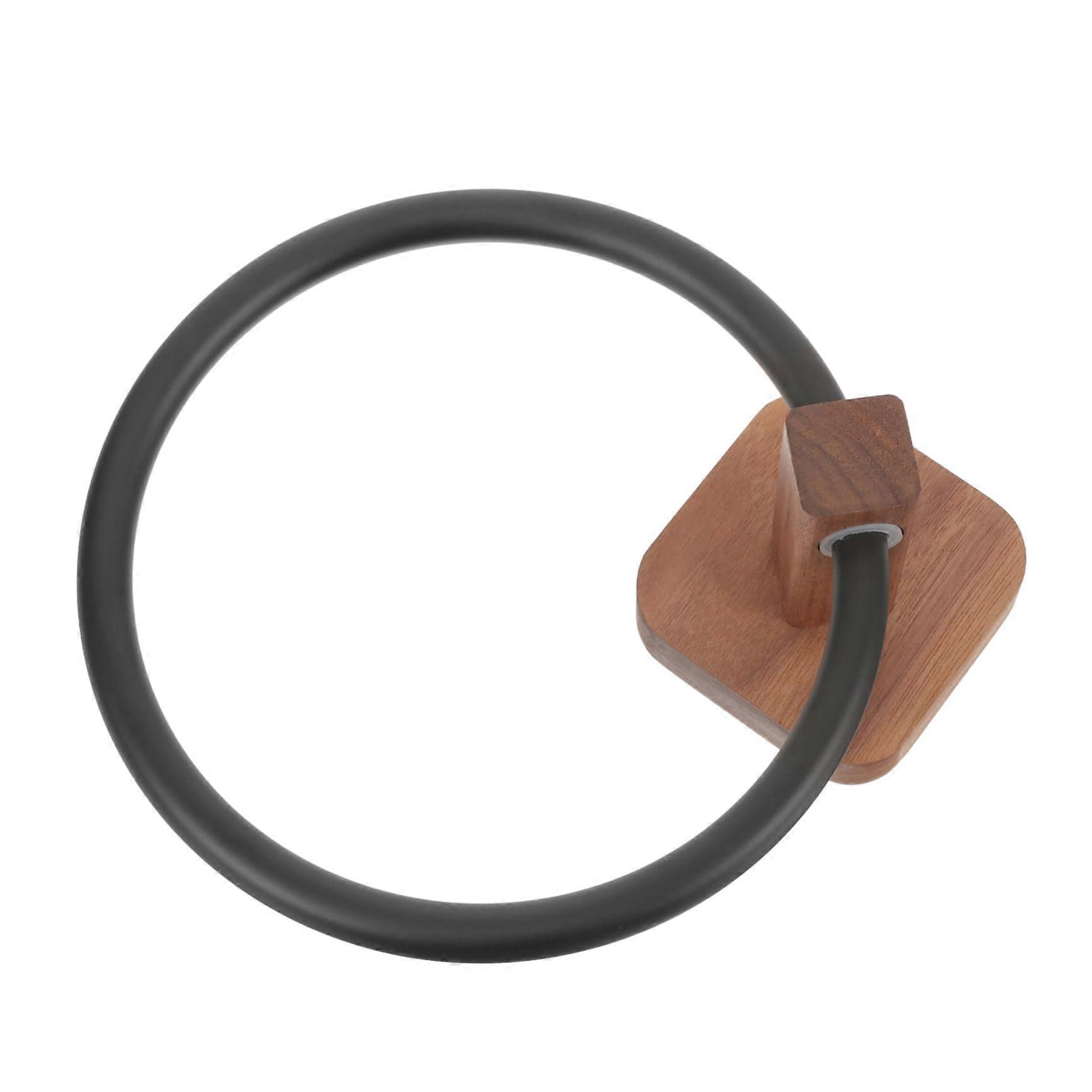 No Punch Towel Holder Wall Mounted Rustic Wood Towel Rack Small Stand Hook Ring Multi-Coloured