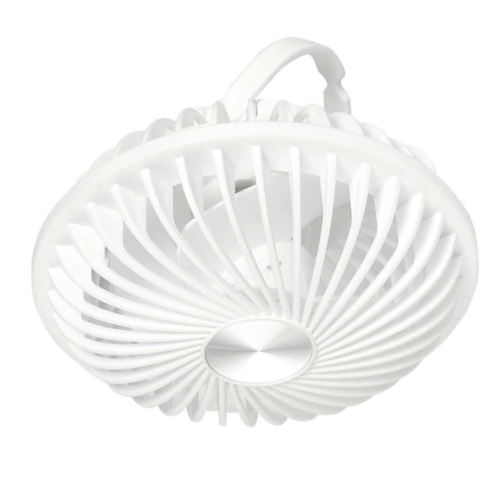USB Rechargeable Desktop Fan with 3 Speed Settings, Quiet Cooling for Home Office, Hanging Design, White