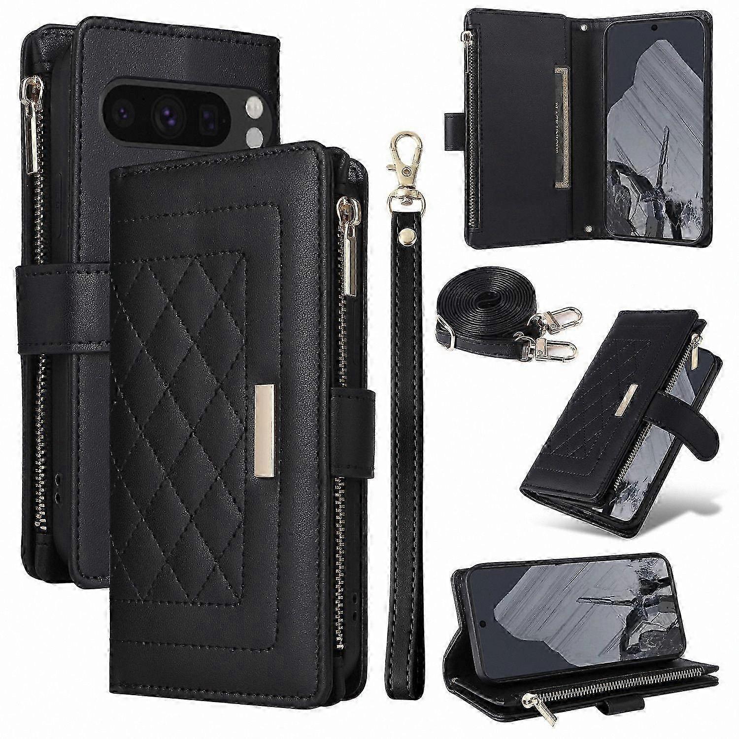 Leather Zipper Wallet Case Designed for Google Pixel 8 Pro