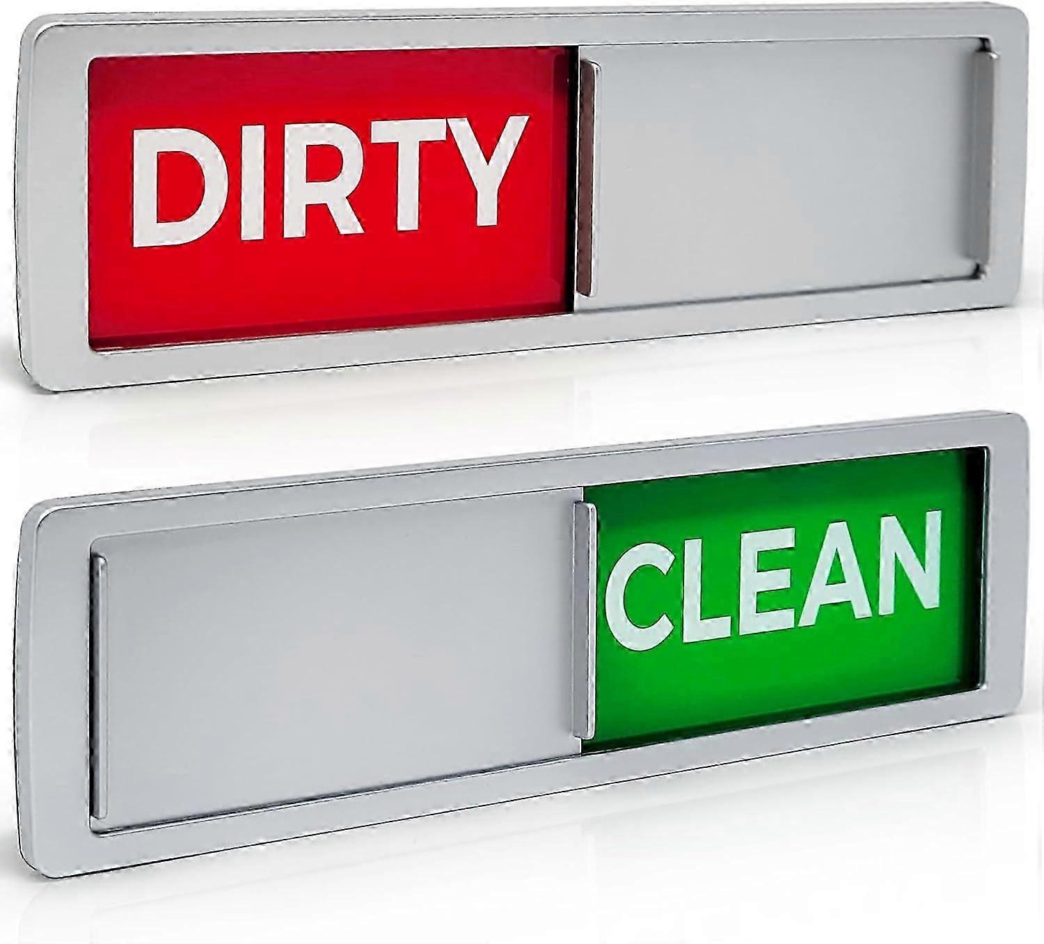 Dishwasher Magnet Clean Dirty Sign - Easy to Read & Slide Non-Scratching Strong Magnet Indicator w