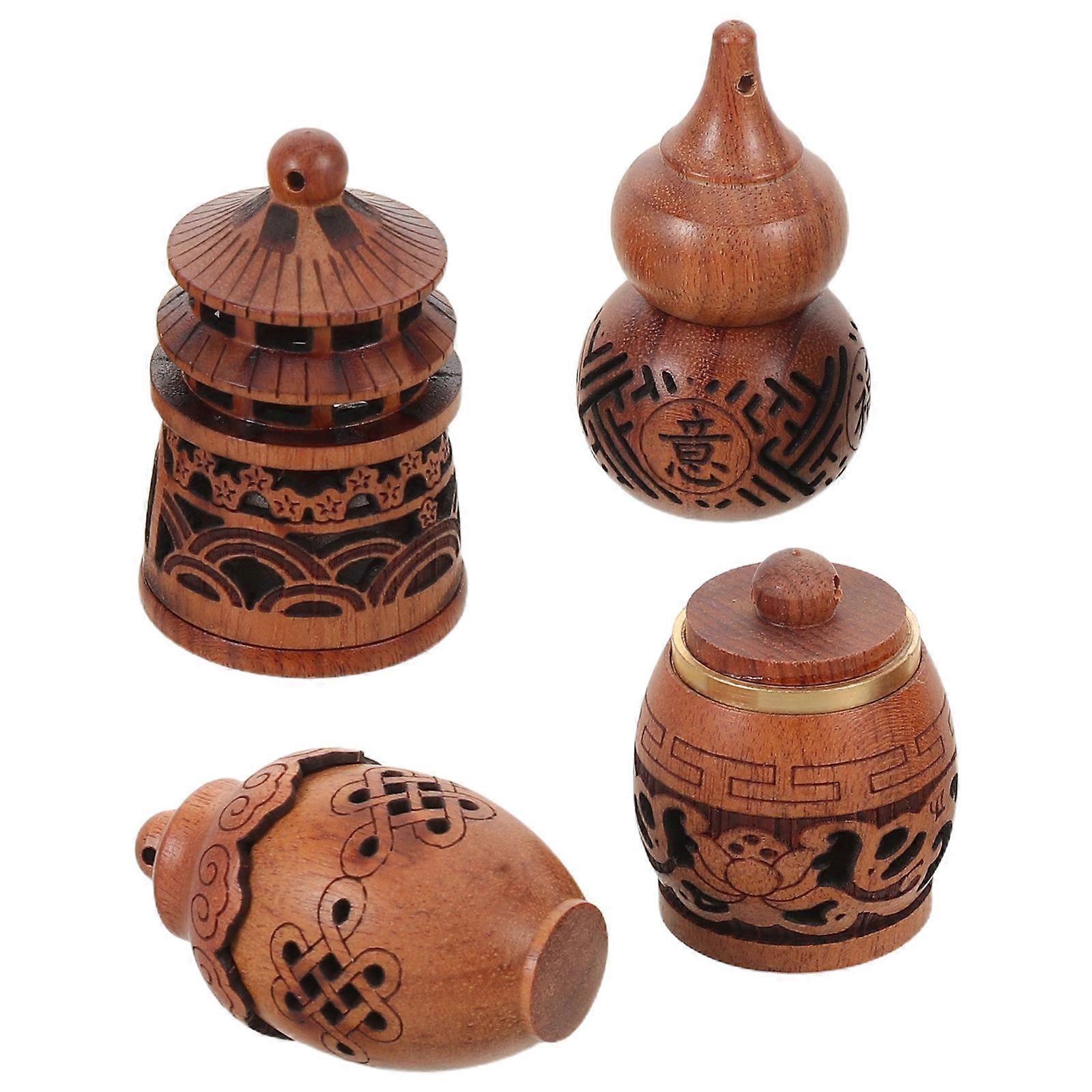 Wooden Carved Diffuser Pendants Hollow Gourd Vase Cage Design Portable Keychain Charms for Jewelry Making Aromatherapy Accessories