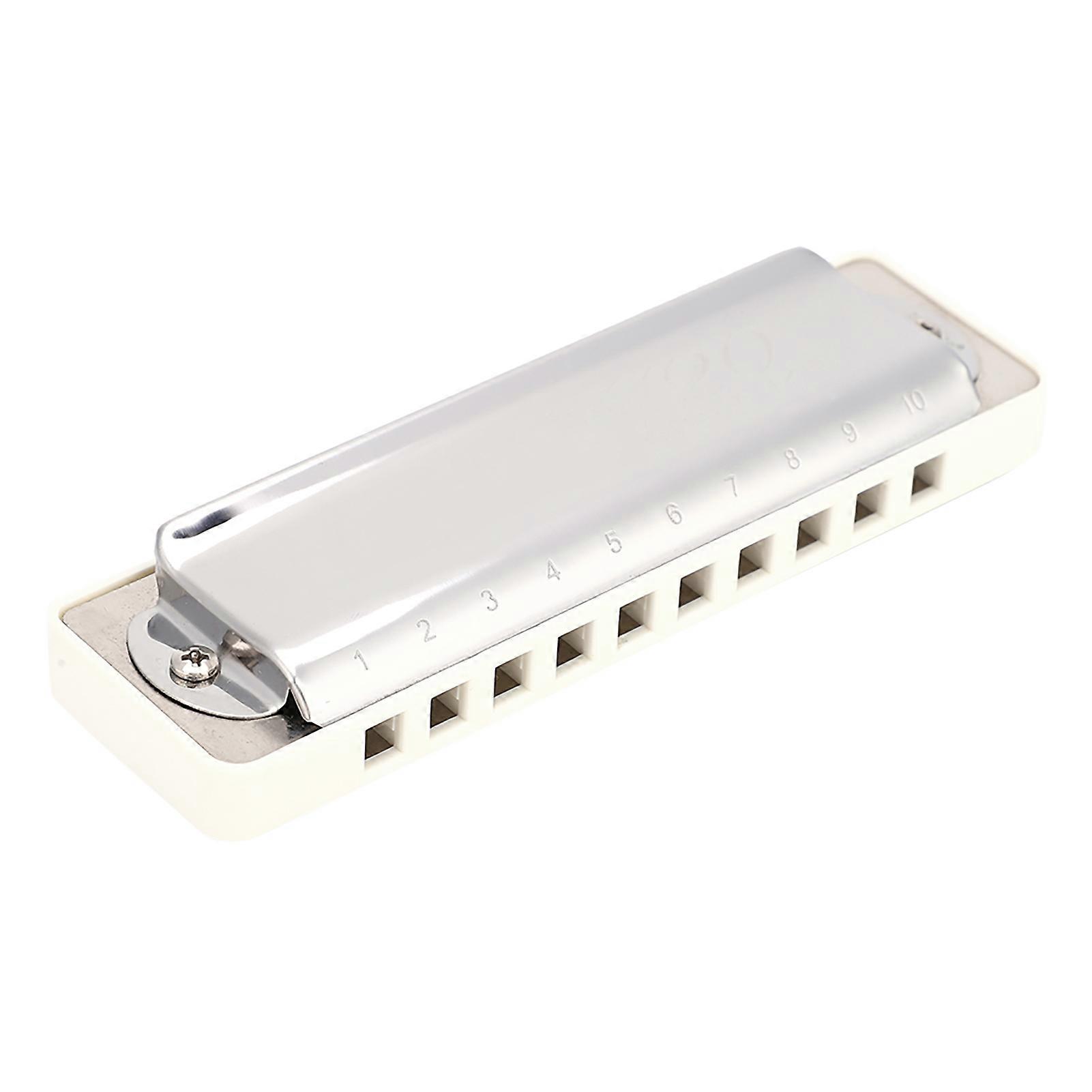 KONGSHENG AM-20D 10-Hole 20-Tone Harmonica C Key White 10x3x2cm