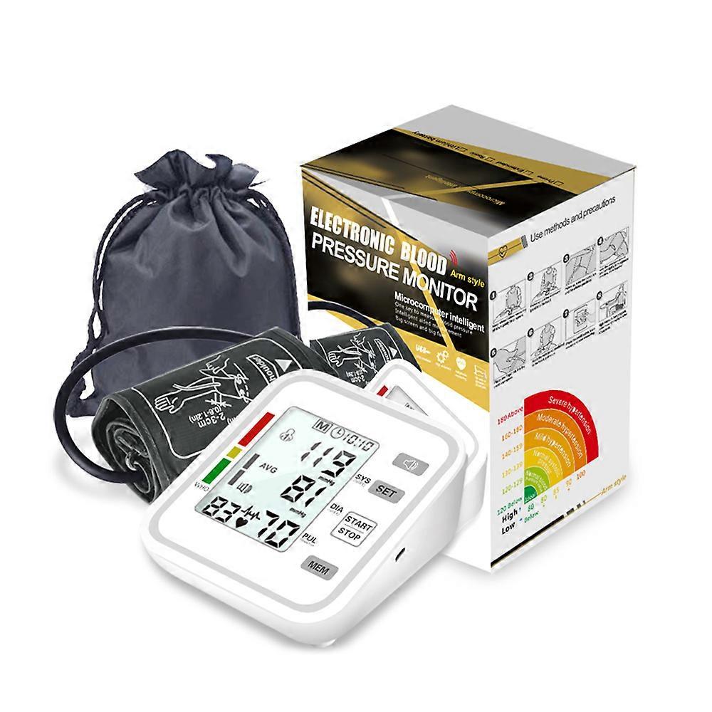 Upper Arm Style Automatic Electronic Blood Pressure Monitor with Large LCD Display Digital Intelligent Blood Pressure Meter Measurement Tool