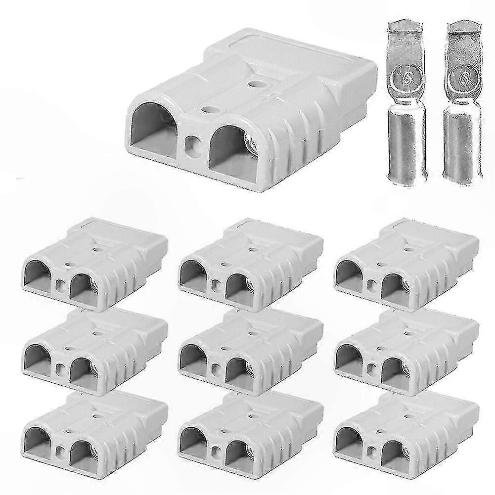 50A Anderson Style Connector Kit with 10 Pieces Double Pole Copper Contacts for DC Power Tools 12-24V Power Connection Solution