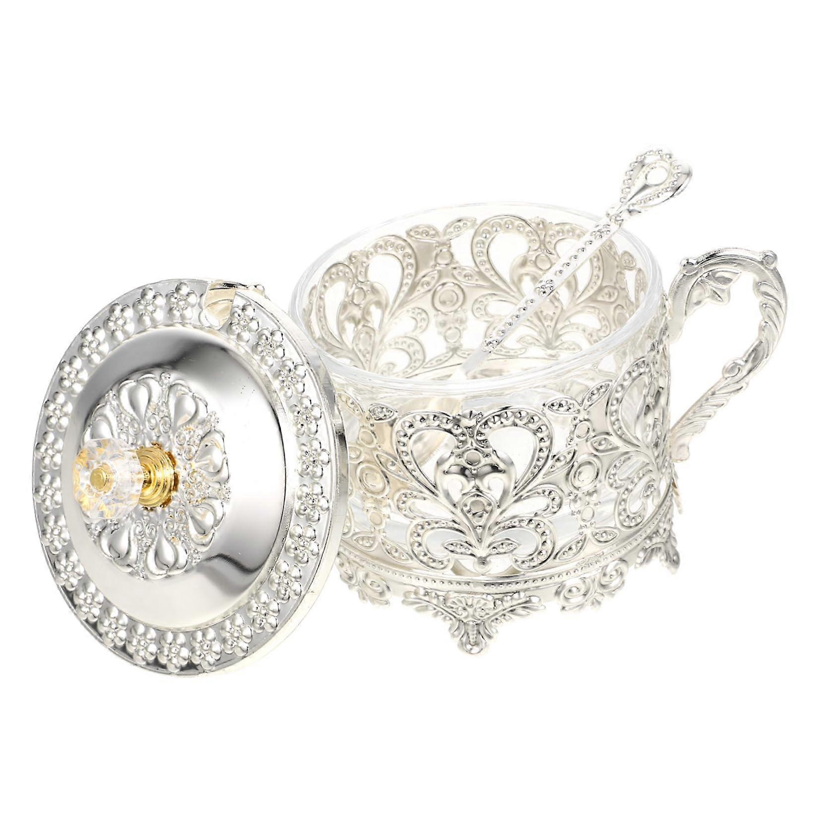 Spice Storage Canister with Lid Decorative Ceramic Condiment Jar for Salt Sugar Kitchen