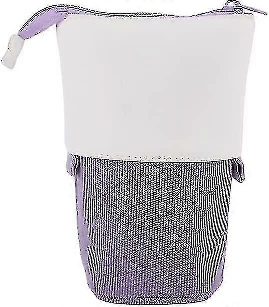 Retractable Pencil Case, Purple, Large Capacity and Multi-Purpose, Standable