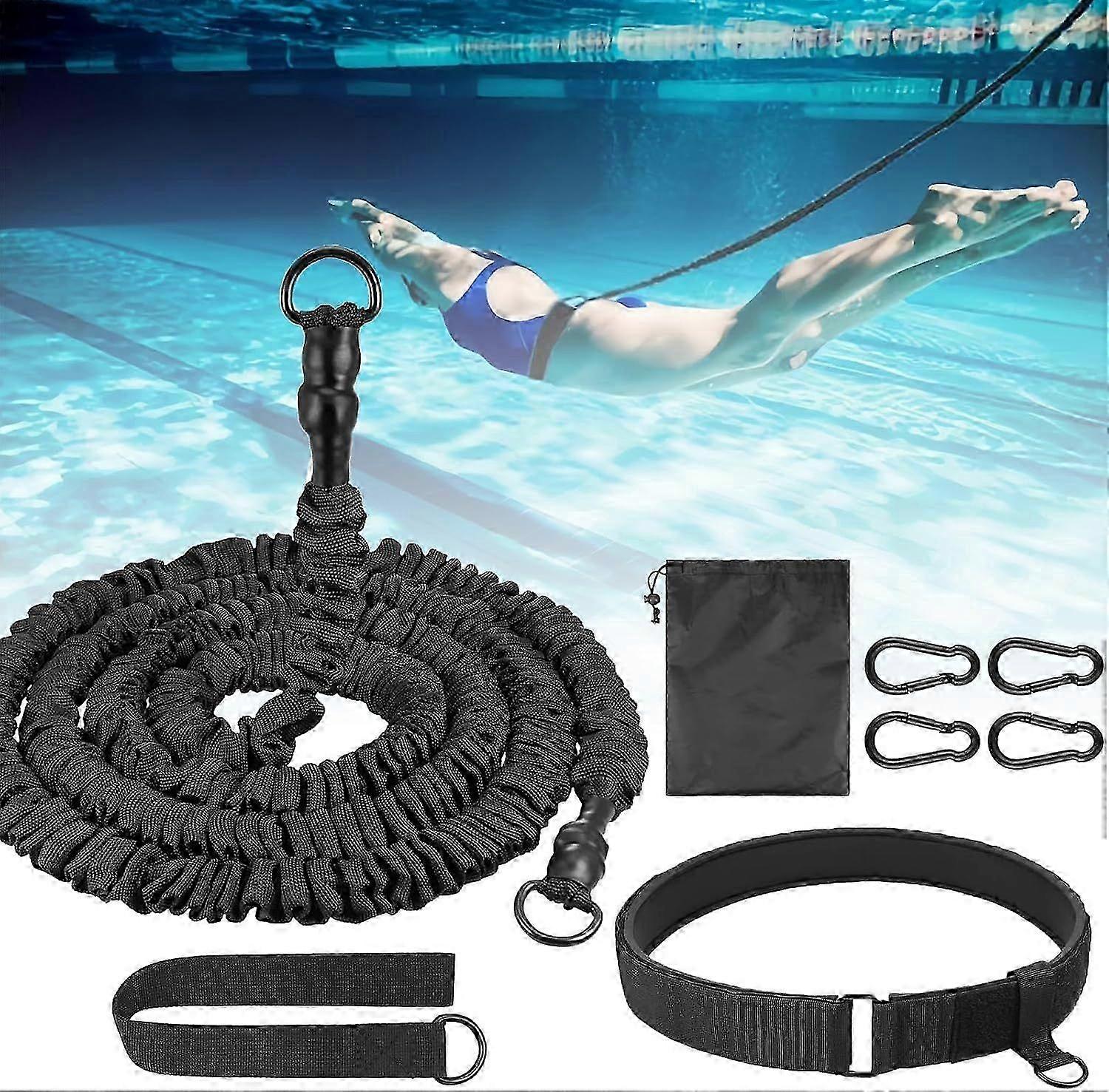 Swim Belt for Pool 2.5-7.5M Swim Trainer, Swim Belt with Webbing and Adjustable Strap, Swimming Exercise Belt to Increase Strength